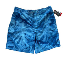 Speedo Mens Lined Swim Trunks Shorts Sz XXL Blue Tropical Print Ocean TURBODRI