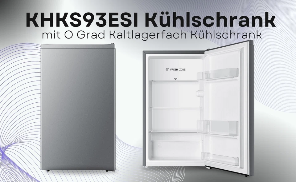 PKM Kühlschrank KHKS93ESI - silber, 94L, Freistehend, mit Kaltlagerfach, 84 cm - Bild 3 von 4