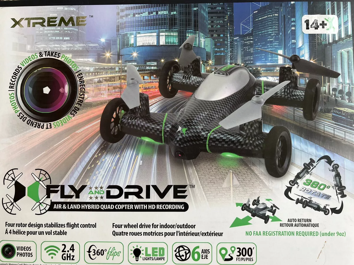 XTREME FLY AND DRIVE AIR LAND HYBRID QUAD COPTER WITH HD RECORDING DRONE