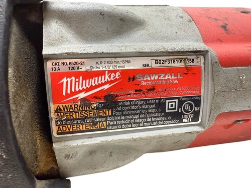 Milwaukee 13 Amp Orbital Sawzall Reciprocating Saw Model: 6520-21 (AZP025352) - Picture 8 of 8