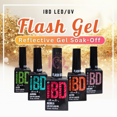 IBD Soak-off Gel FLASH GEL LED/UV NEW Reflective Glitter Nail Polish *Pick Any*