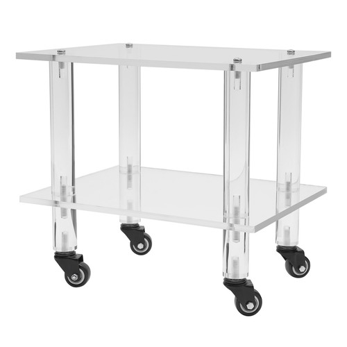 2-Tier Rolling Clear Printer Cart Office Under Desk Machine Stand Storage Rack - Picture 8 of 15