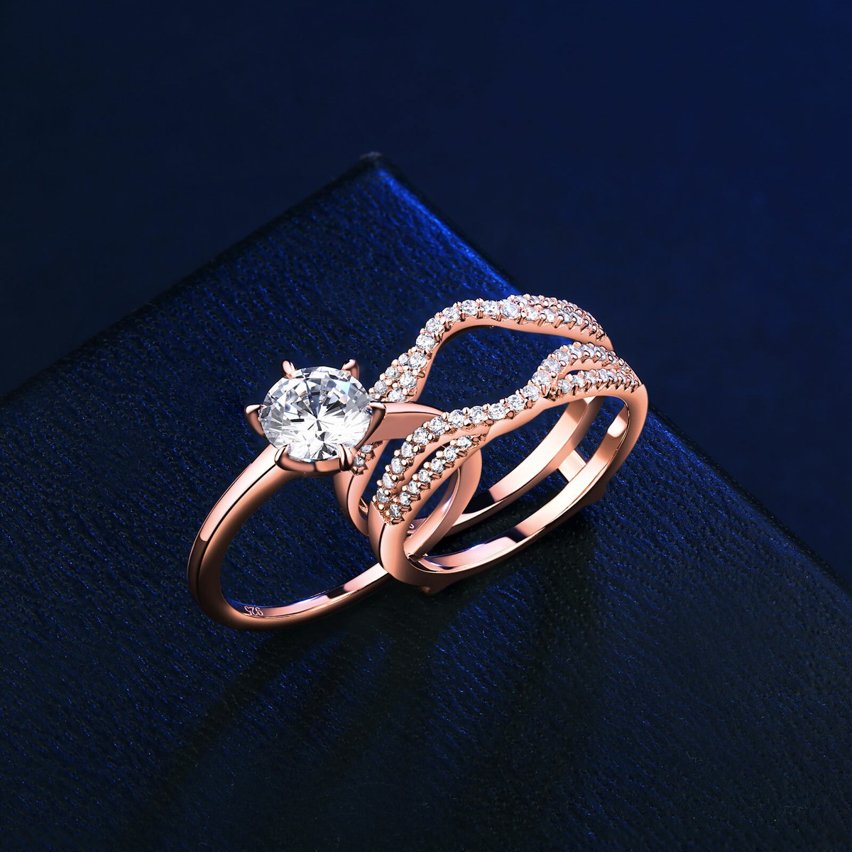 Sterling Silver Rose Gold Engagement Rings And Wedding Bands Rose