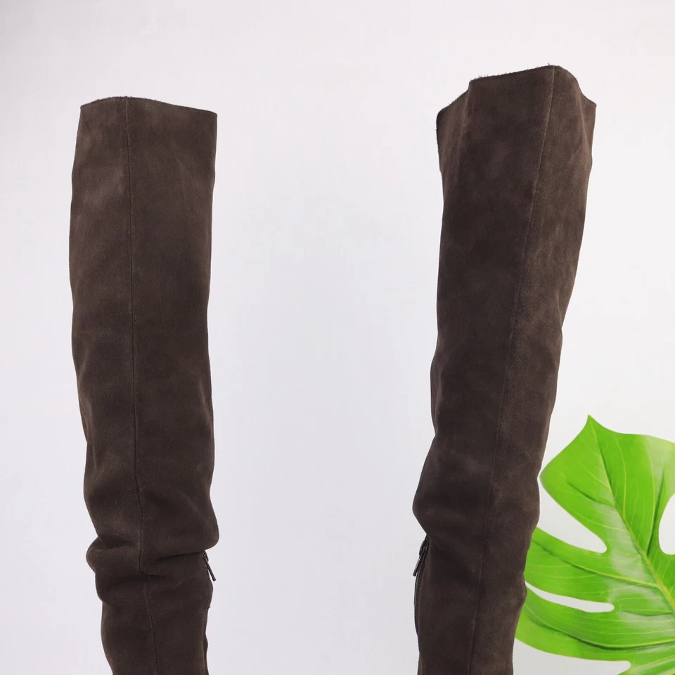 Steve Madden Womens Purly Boot Size 10 OTK Brown Suede Slouch Block Heel Pull On - Image 4 of 4