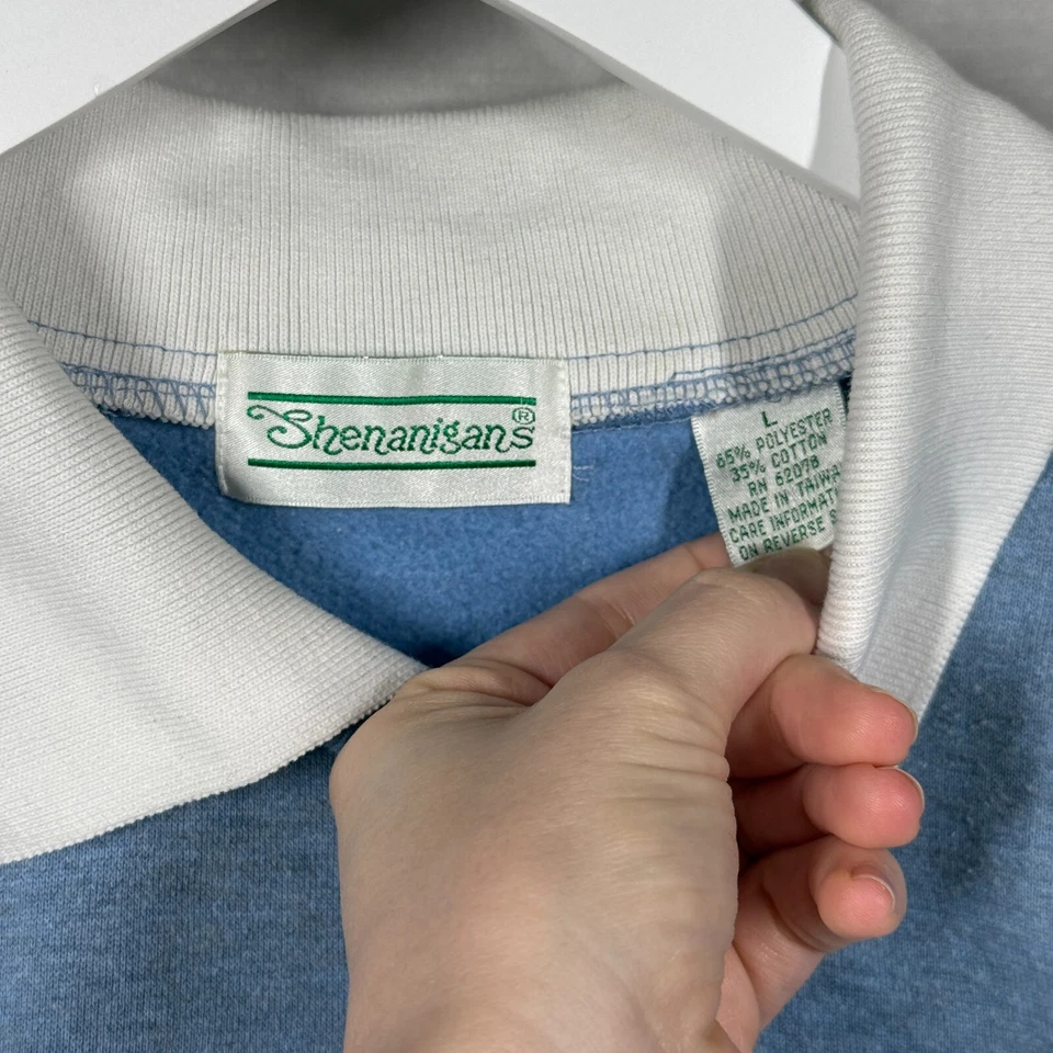 Suéter Shenanigans De Colección Mujer L Azul Abuela Abuela Abuela Cuello Invierno Pajarera Foto 4 de 4