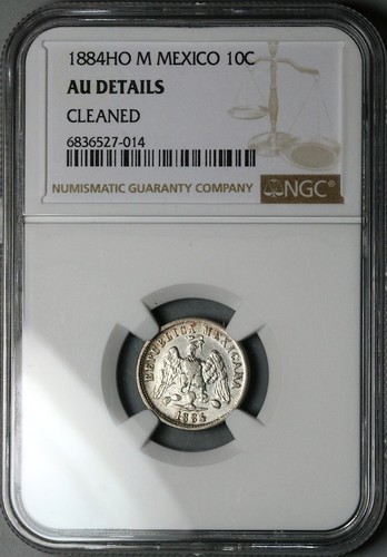 1884-Ho NGC AU Mexico 10 Centavos Hermosillo MintRare Coin POP 1/0 (24081401C) - Picture 5 of 6