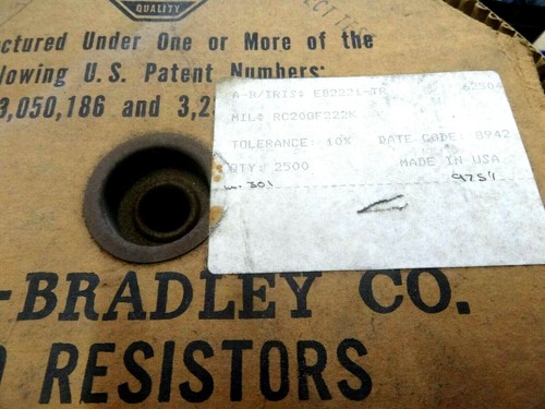 10x 2200 ohm 1/2W carbon composition resistor Allen Bradley 0.5W 222 2k2 2.2k - Picture 2 of 2