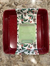 The Bakeshop 9 Square Cake Pan Red & White No...