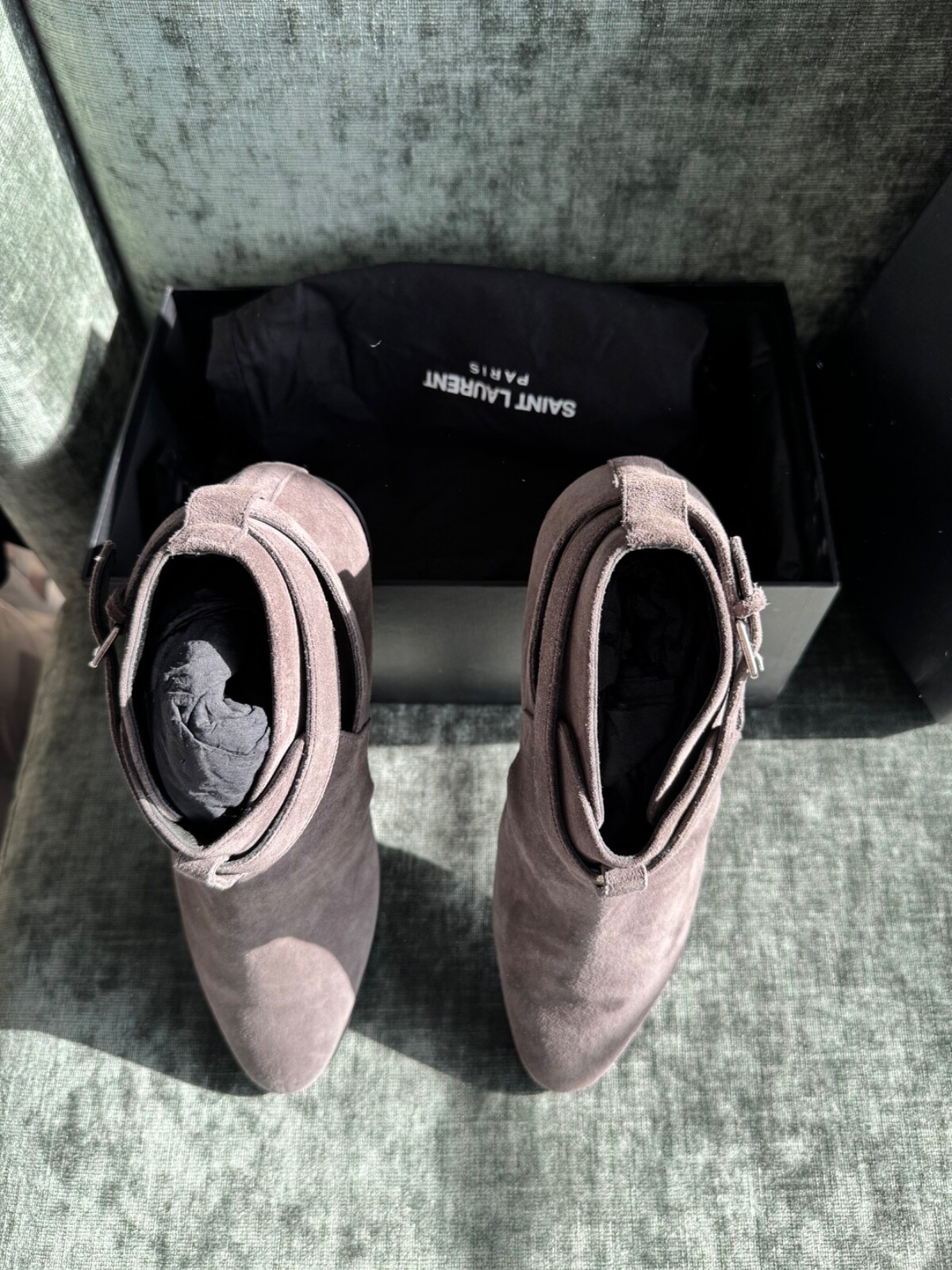 Stivali Saint Laurent Wyatt Chelsea taglia 44 US 11 in grigio Sigaro