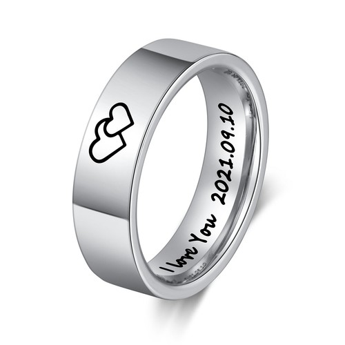 Personalized His and Hers Traditional Promise Ring or Wedding Ring Set Couples R - Picture 7 of 7