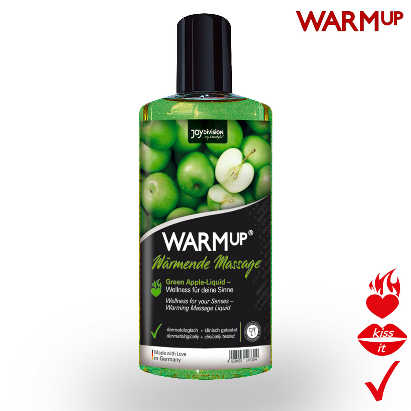 WARMup Olio Lubrificante Massaggio Riscaldante Mela Verde Commestibile 150 ml