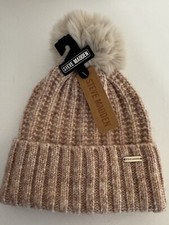 NWT Steve Madden Women's Beanie Knit Pom Pom Blush Pink One Size Hat