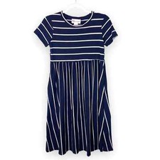 Cotton Emporium Navy Striped Short Sleeve Dress