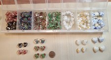 Lot of 175 Small/Medium Heart Shaped Glass Lampwork Beads Flowers 10-14mm