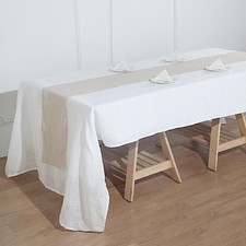 BEIGE 12x108" Premium POLYESTER TABLE RUNNER Faux Burlap Wedding Party