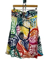 Colorful Floral Halter Mini Dress 12 Abstract Geometric Flowy Tropical Resort