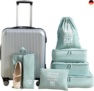 8 Teilige Packing Cubes, Kleidertaschen, Koffer Organizer für Urlaub und 
