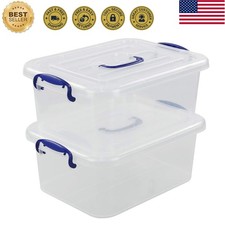 2-pack 8 Liters Storage Containers with lids, Plastic Latching Storage Boxes