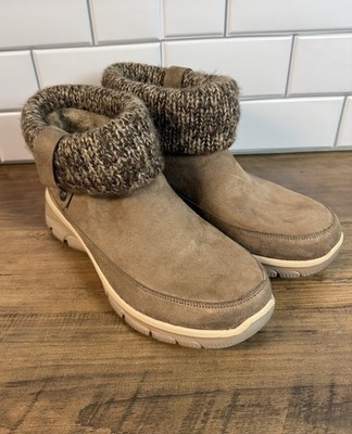 Skechers Womens Size 8.5 Taupe Easy Going Heightened Ankle Slip On Bootie