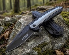 TAC-FORCE SPRING ASSISTED TACTICAL KNIFE WITH POCKET CLIP GREY BLACK TWO TONE