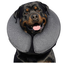 MIDOG Inflatable XL Dog Neck Donut Collar After Surgery Soft Gray Neck 21"-24"