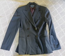 VTG Ralph Lauren Double Breasted pinstripe Wool navy blu Blazer Union Made USA 4