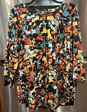 Westbound sz XL bust 48" colorful pull over 3/4 sleeve top tunic