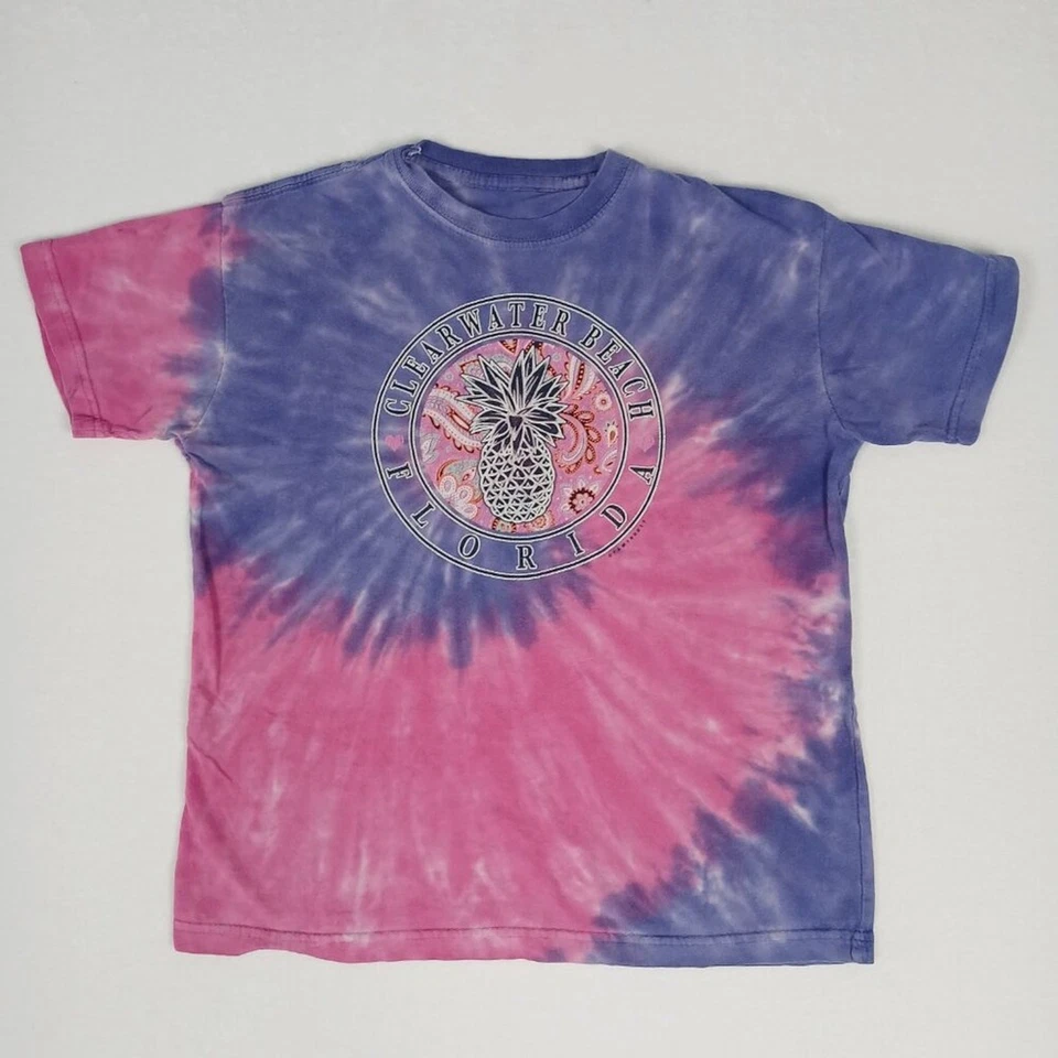 Camiseta Clearwater Beach Florida Púrpura Rosa Tie Dye Piña Gráfica Foto 3 de 4