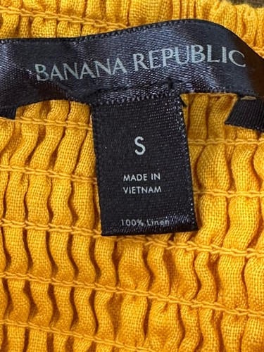 Banana Republic Golden Rye Yellow Linen Sun Dress Pockets Womens Size Small - Imagen 13 de 14