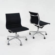 2018 Herman Miller Eames Aluminum Group Armless Desk Chair Black Fabric 6x Avail