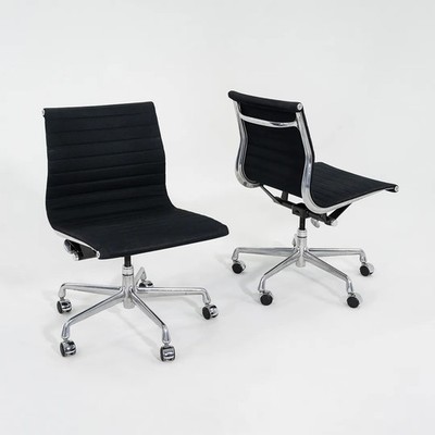 2018 Herman Miller Eames Aluminum Group Armless Desk Chair Black Fabric 6x Avail