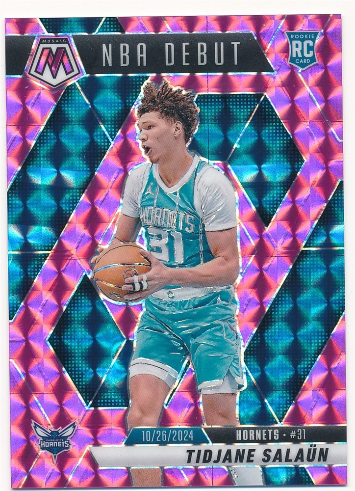TIDJANE SALAUN 2024-25 PANINI MOSAIC NBA DEBUT PINK PRIZM #268 SP RC #129/175