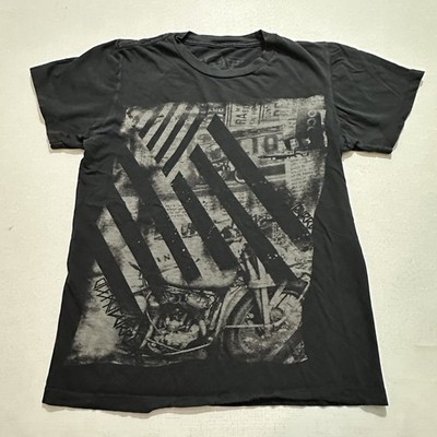 Ocean Current Black Motorcycle Graphic T Shirt Men s Medium Streetwear Grunge