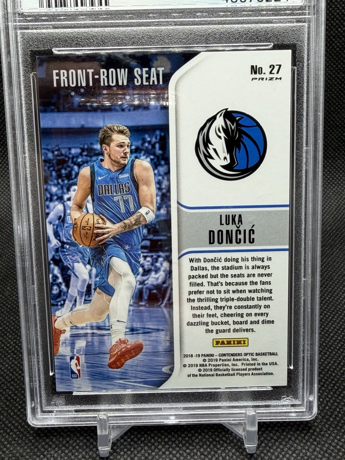 2018 Contenders Optic Front Row Seat Red Ice Prizm Luka Doncic #27 RC PSA 9 view 3