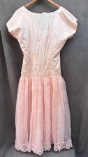Vtg Pink Satin Dress Tulle Skirt