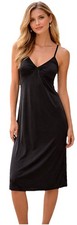 Vintage Vanity Fair Black Nylon / Second Skin Satin Full Slip MIDI Length Sz 34