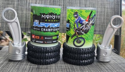 Set of 2 Supercross World Champion Cup w/Plastic Tire Piston Rod Gear Souvenir