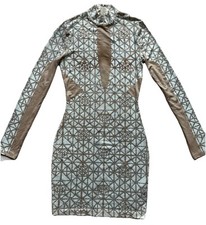 Fashion Nova Rhinestone White Nude Mini Dress Size Small