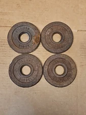 4 Vintage BILLARD BARBELL 2 1/2 lb Thick Weight Plates Cast Iron 1 1/4" Hole