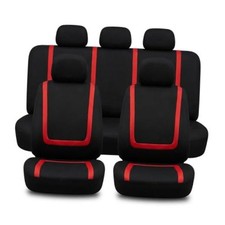9PCS Car Seat Covers Full Set, Breathable Comfort Auto Front Rear Seat Red