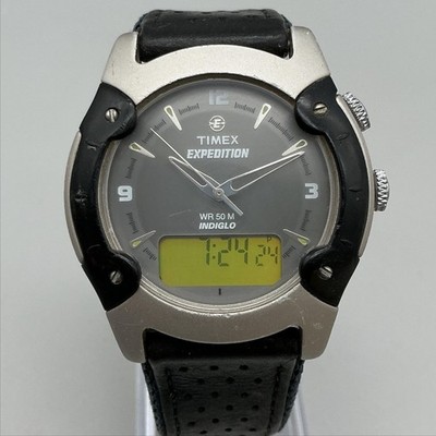 Vintage Timex Expedition i control Mens Watch 39mm Gray Dial Ana-Digi Indiglo