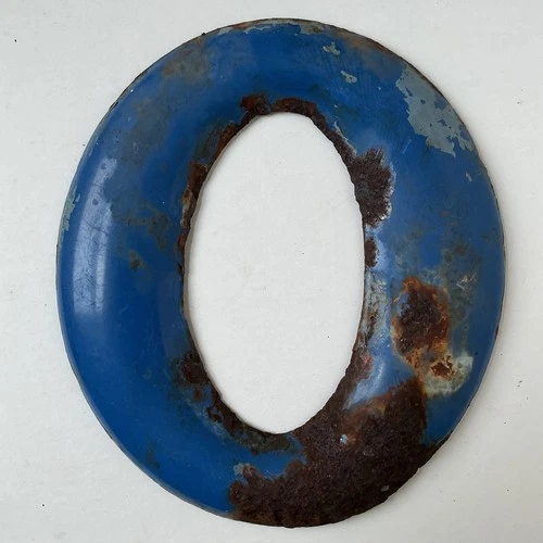 Vintage Porcelain Letter “O” Gulf 10” Gas station SIGN Marquee Blue 1950’s Metal