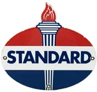 VINTAGE STANDARD GASOLINE PORCELAIN SIGN SERVICE STATION AMERICAN OIL TORCH GAS