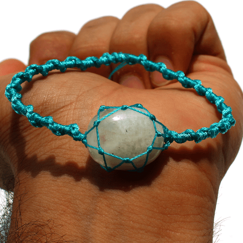 Bracciale in pietra di luna naturale dello Sri Lanka fatto a mano con... - Foto 2 di 9