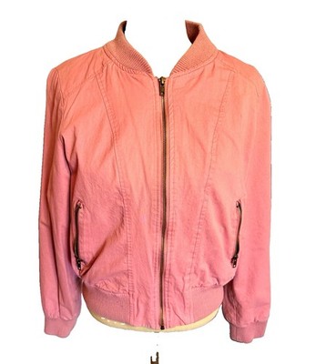 Papaya Womens Pink Bomber Jacket Full Zip Pockets Long Sleeve L 69162