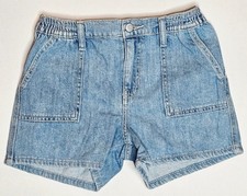 Old Navy Girls Denim Shorts Elastic Waist Pull On Light Wash Blue Size 12