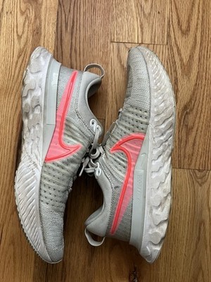Nike React Infinity Flyknit Women's 11  Mens 10 White & Pink (runs Small) EUC
