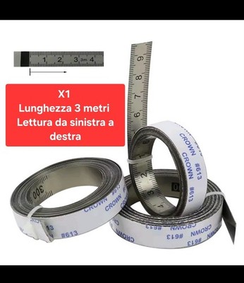 1 roll of 3 meters stainless ruler adhesive wall work 13mm T-track (Spediz.Este