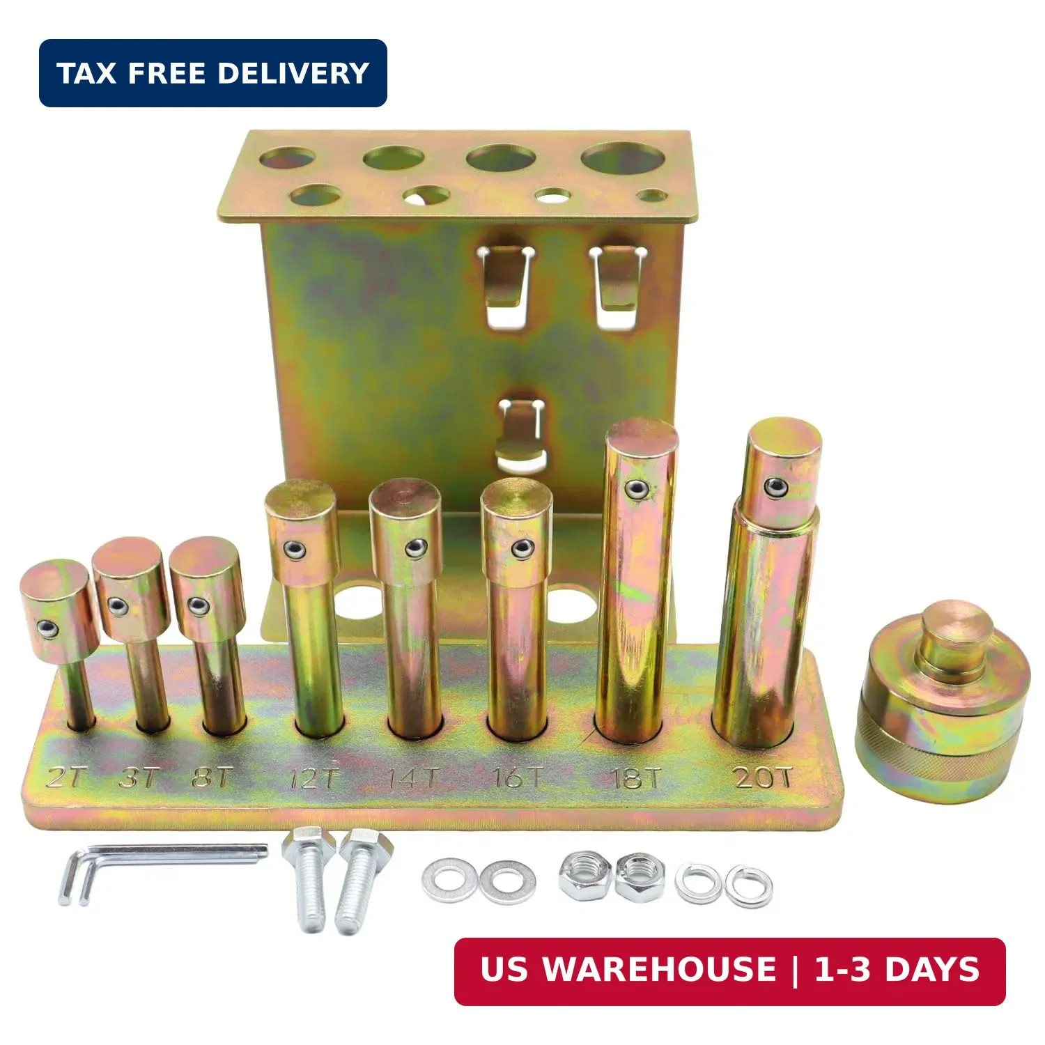 24813 Shop Press Pin Hydraulic Press Pin Punch Set, 2-20 Ton Capacity Compatible