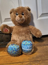 2019 Build A Bear Happy Birthday Brown Teddy Bear Plush Stuffed Animal BAB